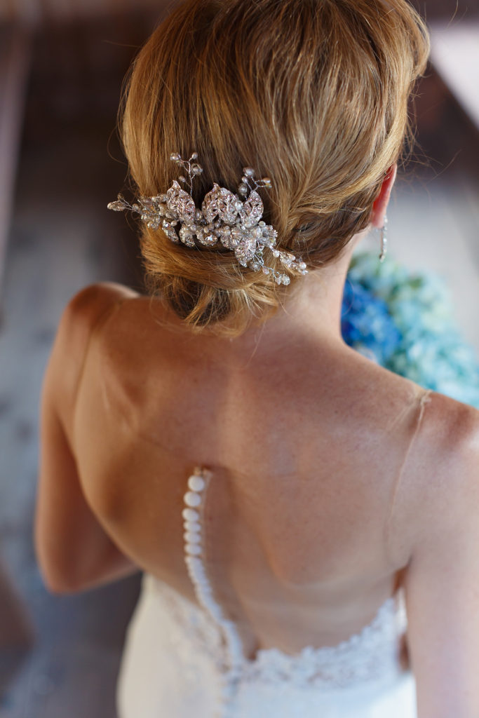 bridal back detail and hair piece keeler property wedding jessica lea
