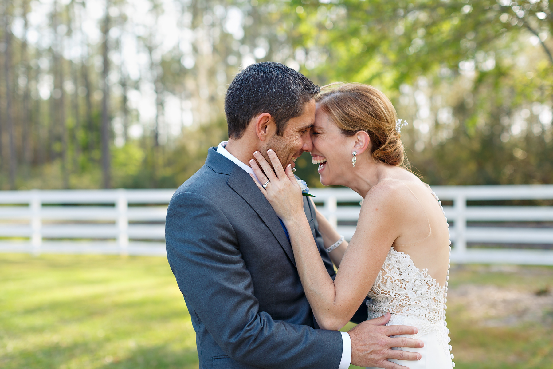 couple laughing in love keeler property wedding jessica lea